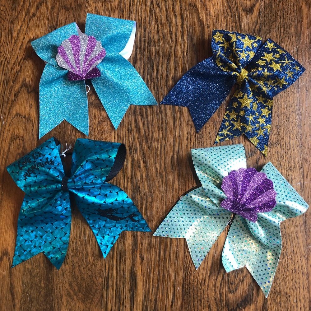 Handmade Mermaid Themed Cheer Hair Bows - Picture 1 of 6